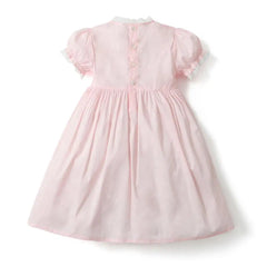 Classic Pink Lace & Smock Party Dress for Little Girls