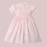 Classic Pink Lace & Smock Party Dress for Little Girls