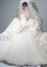 The "Floral Cascade" Strapless Ball Gown | Couture 3D Floral Wedding Dress