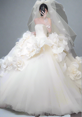 The "Floral Cascade" Strapless Ball Gown | Couture 3D Floral Wedding Dress